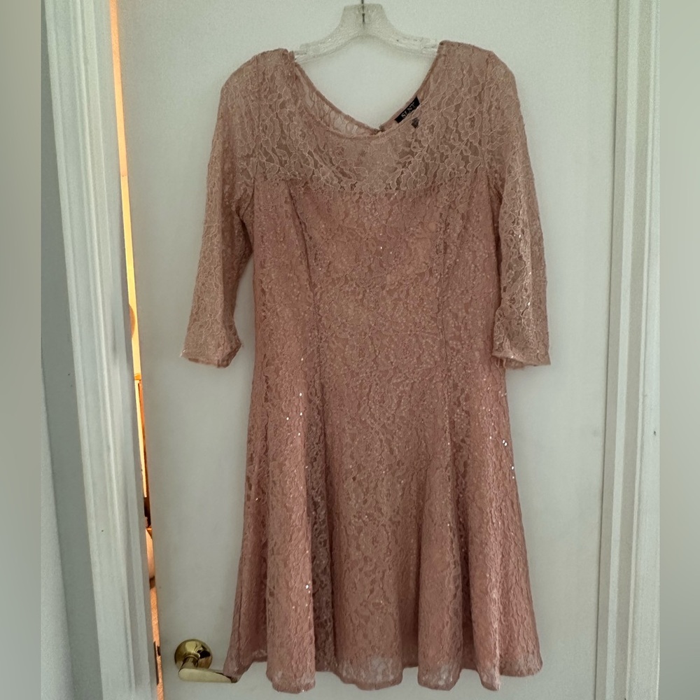 Pink sequined knee length dress